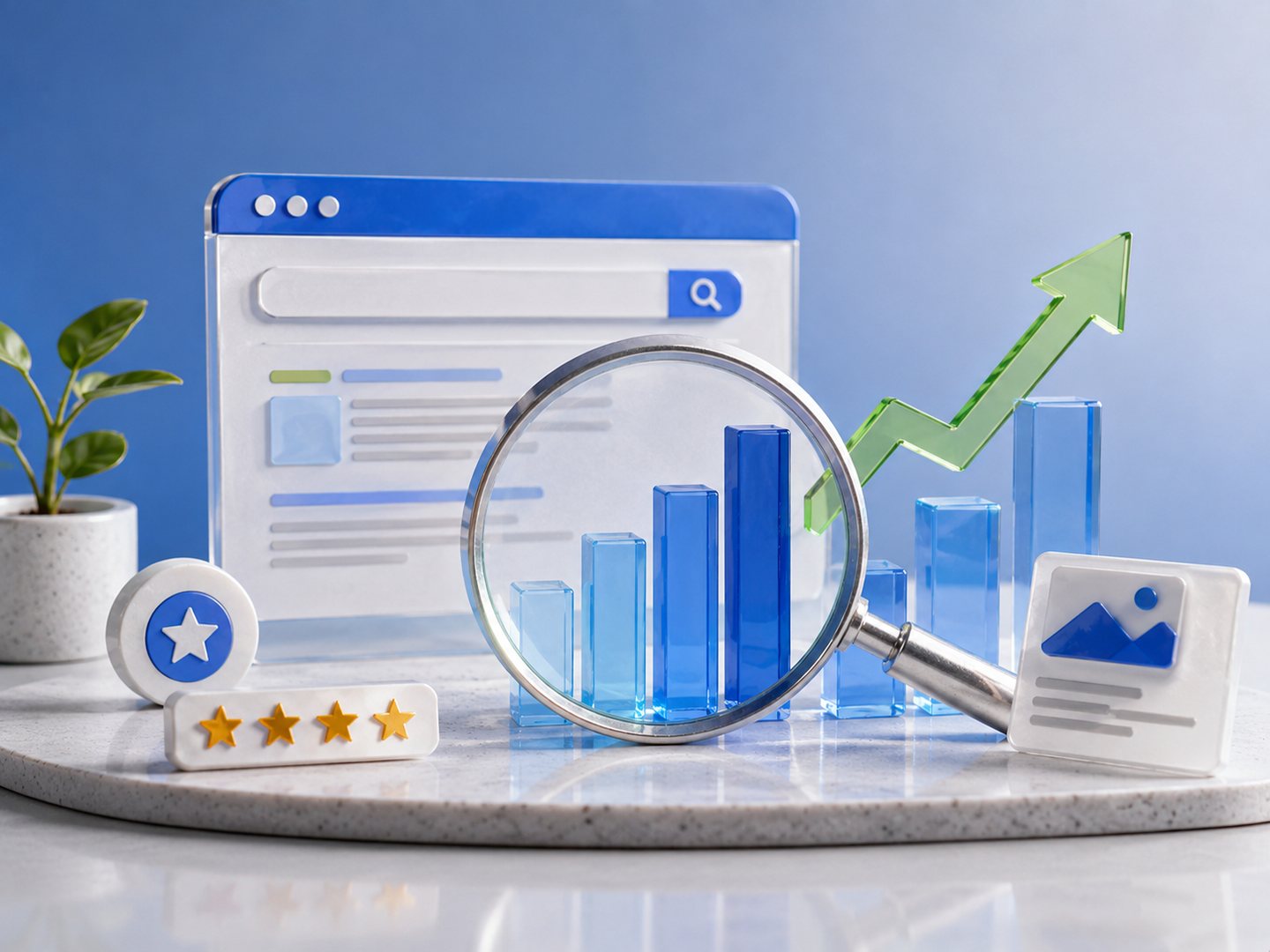 SEO Analyse mit Suchergebnissen und Wachstumsdaten